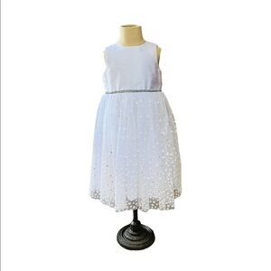 MARMELLATA GIRLS WHITE & SILVER SLEEVELESS FORMAL TULLE DRESS SIZE 3T